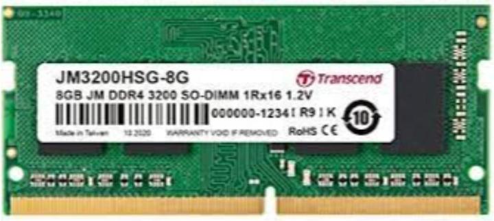 Image du produit Transcend Module de mémoire pour ordinateur portable 8 DDR4 3200MHz Module de mémoire (1 x 8GB, 3200 MHz, RAM DDR4, SO-DIMM)