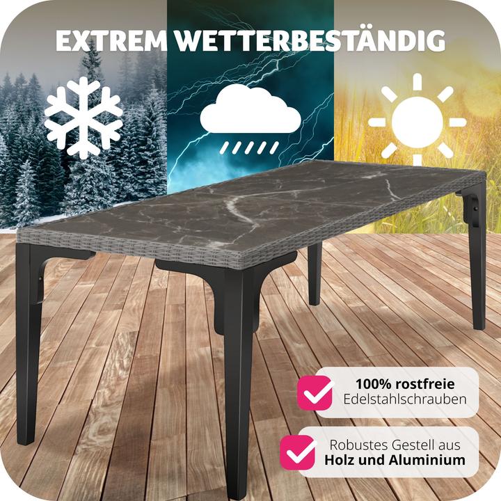 Produktbild tectake Rattan Tisch Foggia 196x87x76cm (196 cm)