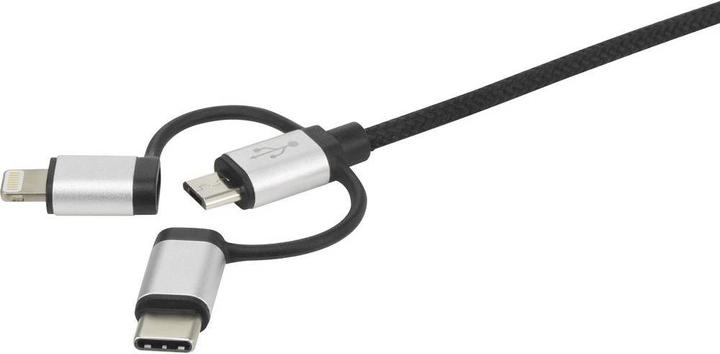 Image du produit Renkforce Câble de charge et de synchronisation 3 en 1 Micro-USB/Lightning/USB-C 1.5 m (1.50 m, USB 2.0, 2.50 W)