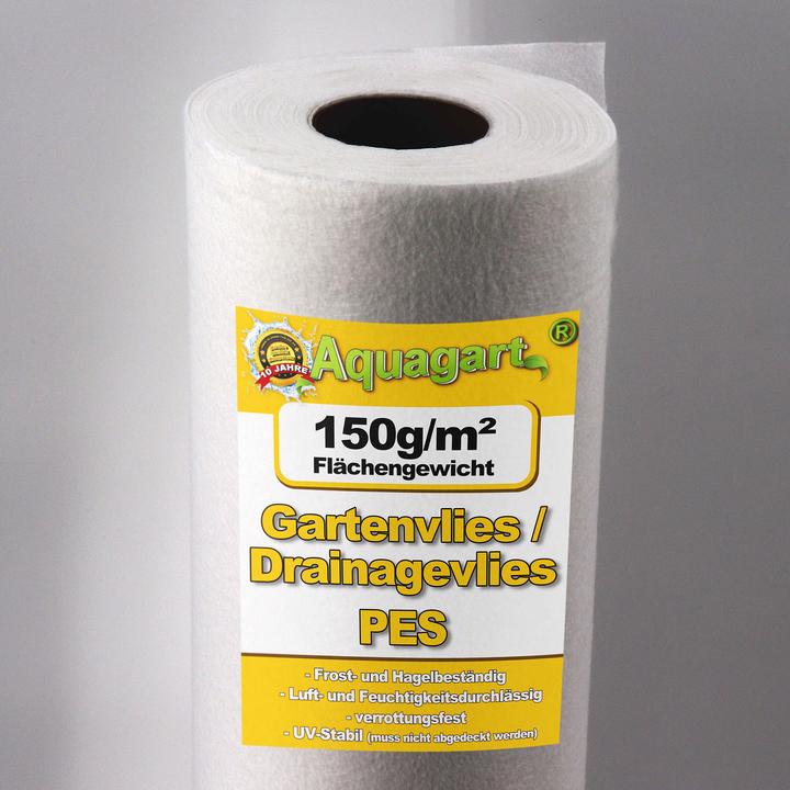 Actual product image Aquagart 600m² Gartenvlies Unkrautvlies Drainagevlies 150g 2m br