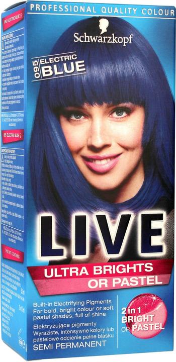 Schwarzkopf Live Ultra Brights or Pastel hair dye 095 Electric Blue (095 Electric Blue)