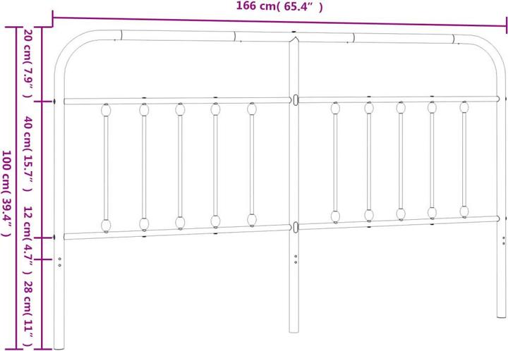 Produktbild VidaXL Kopfteil Metall Weiss 160 cm, Farbe: Weiss, Material (166 x 3 x 100 cm)