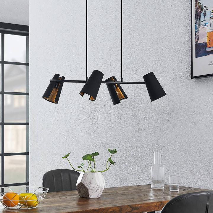 Actual product image Lindby Zylindro pendant light Black/Gold (E14)