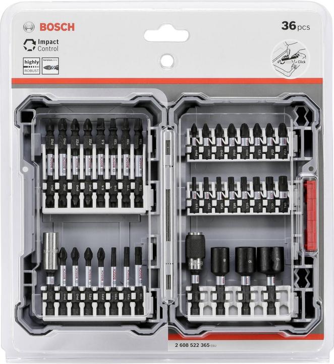 Produktbild Bosch Professional Zubehör 36-tlg. Impact Control Schrauberbit-Set (Kreuz Phillips PH M1, Kreuz Phillips PH M2, Kreuz Pozidriv PZ M2, Kreuz Phillips PH M3, Kreuz Pozidriv PZ M3)