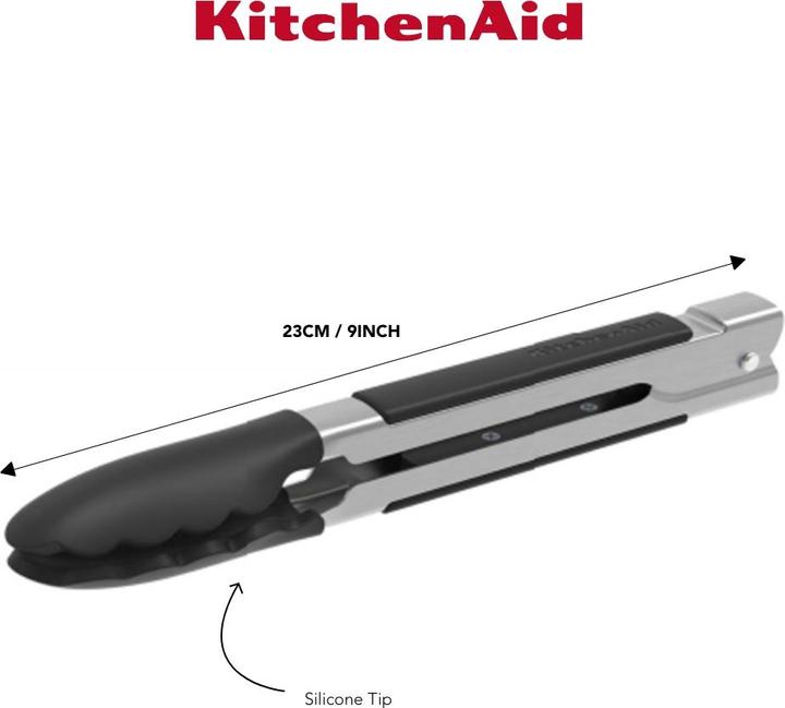 Actual product image KitchenAid Silicone-Tipped Side-Locking Tongs, 23cm