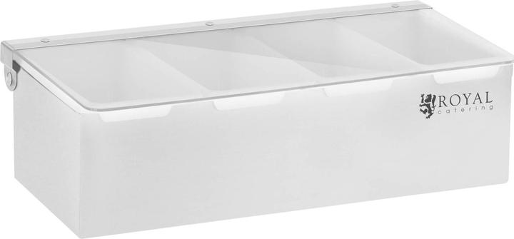 Produktbild Royal Catering Zutatenbehälter Gastro GN 1 4 4 Einsätze Zutatenbox Gastronomie Mixen Wechselbar (Barmass)