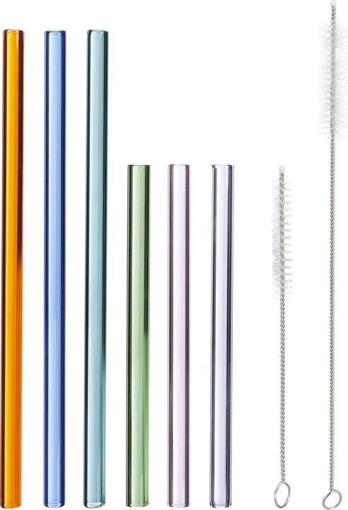 Image du produit Relaxdays 6 x pailles en verre, multicolores (6 x)