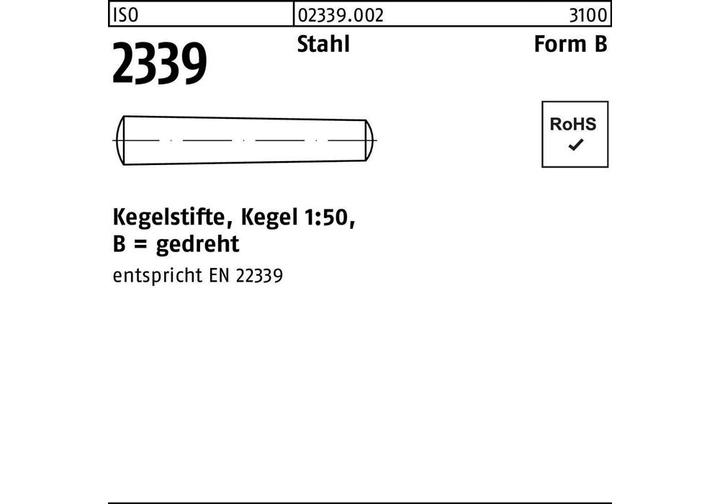 Immagine prodotto Perno conico ISO 2339 tornito B 6 x 36 acciaio conico 1:50 ISO 2339