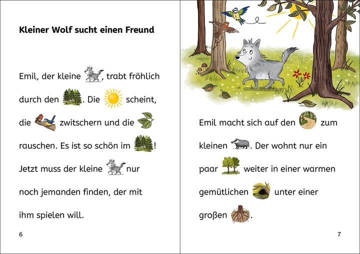 Actual product image Bildermaus - Der kleine Wolf findet einen Freund (German, Julie Leuze, Nadine Y. Resch, Loewe first readers, 2023)