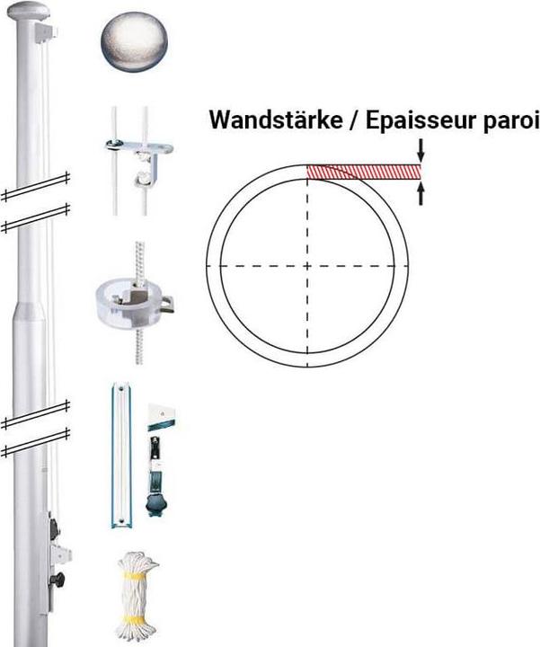 Actual product image Keller Fahnen Aluminium-Fahnenmast, de Luxe-Set, verstärkt Aluminium 10 m