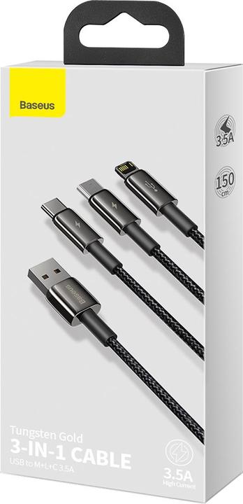 Produktbild Baseus USB A – USB C, Lightning, USB Micro B (1.50 m, USB 2.0, 66 W)