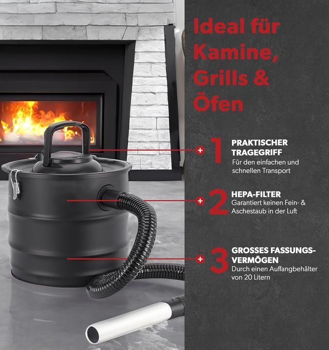 Actual product image Siwitec Aschesauger für Kamin mit HEPA-Filter (Ash vacuum cleaner)