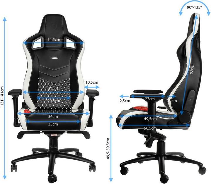 Produktbild noblechairs Gaming-Stuhl EPIC Echtleder-Gaming-Stuhl, Schwarz-Weiss-Rot