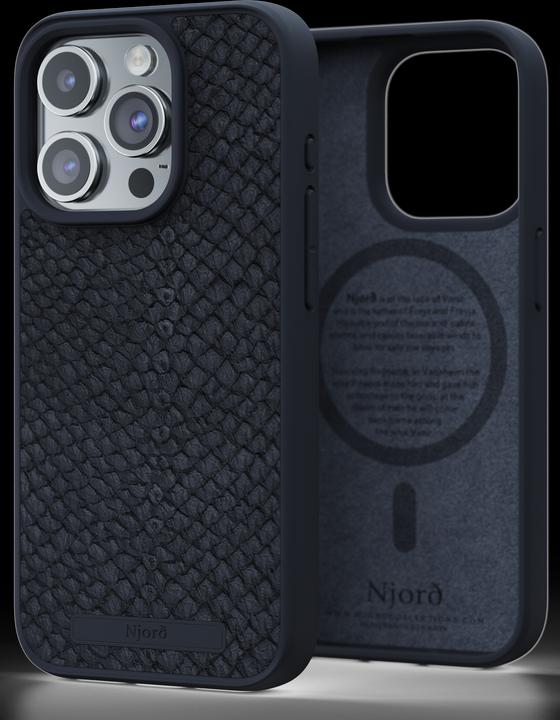 Produktbild Njord Hard-Cover Salm.Leather Magsafe Case Black (Apple iPhone 15 Pro)