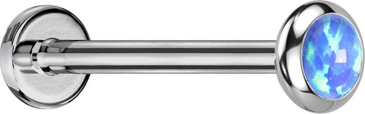 Produktbild Star Piercing Micro Threadless Labret silber Scheibe abgerundet Opal blau (Titan G23, ohne Messing)
