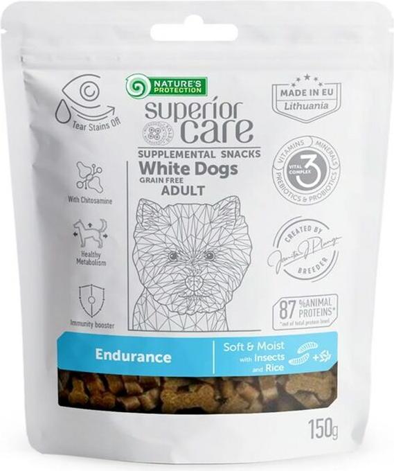 Produktbild Natures Protection S PROTECTION SC White Dogs Adult Endurance Insects Rice - dog treat - 150 g (Adult, 1 Stk., 150 g)