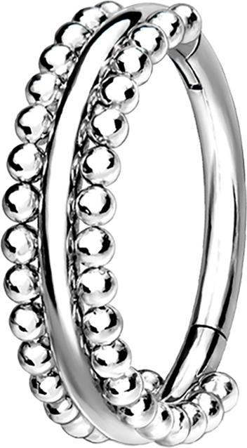 Produktbild Star Piercing Micro Segmentring klappbar silber doppellinie mit Kugeln (ohne Messing, Chirurgenstahl 316L)