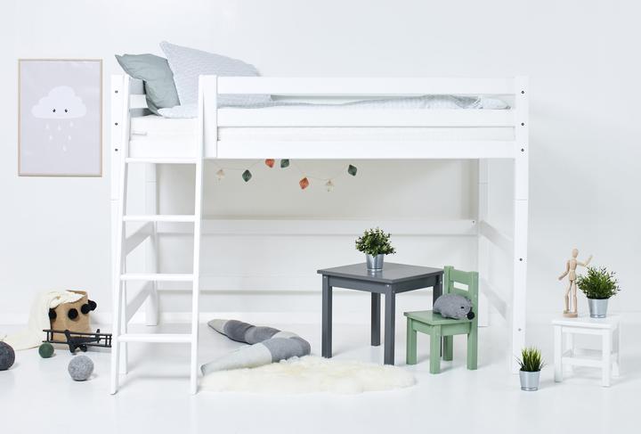 Actual product image Hoppekids ECO Luxury middle loft bed in 120x200cm with continuous fall out protection and sloping ladder (120 x 200 cm)