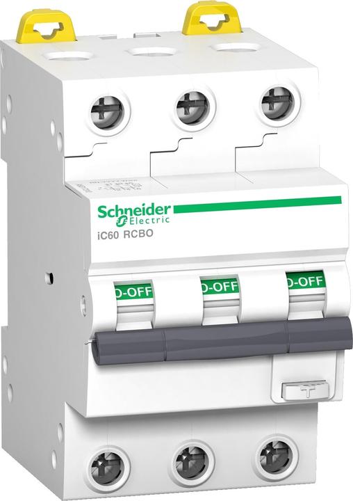Actual product image Schneider Electric A9D17332 IC60 3P 32A 30MA C 10KA 230VAC earth leakage circuit breaker