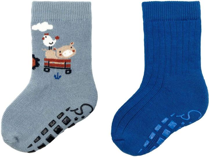 Actual product image Sterntaler Anti-slip tractor socks set of 2 blue size 18 (pack of 2, 18)