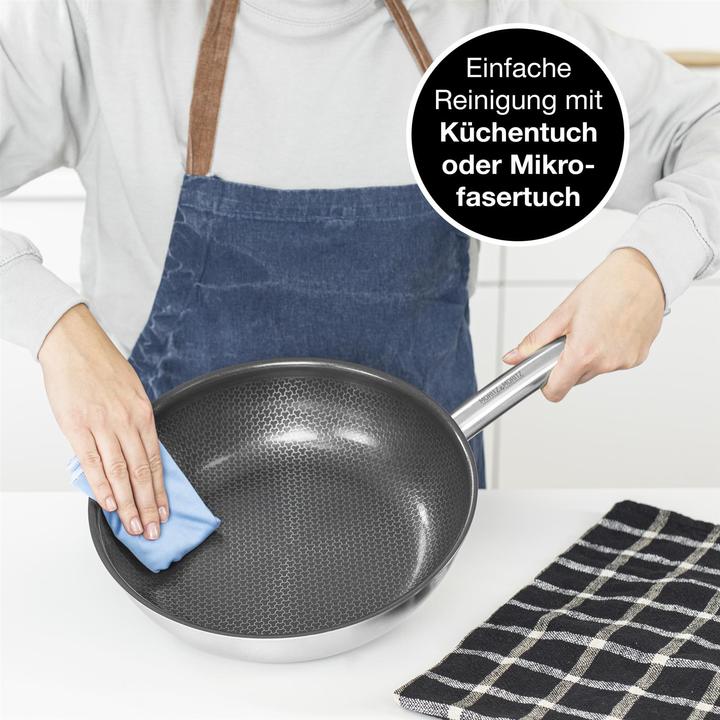 Produktbild Moritz & Moritz Edelstahlpfanne Wabenstruktur 28cm mit Keramikbeschichtung der neuesten Generation (Pfannenset + Topfset, Edelstahl)