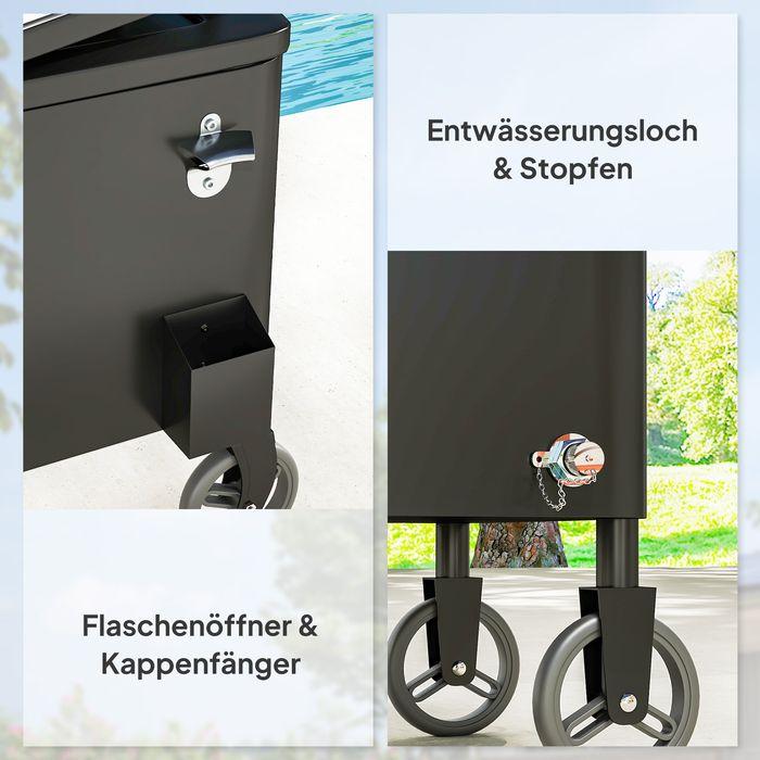 Immagine prodotto Swisshandel24 76L Kühlwagen Servierwagen mit Rädern Flaschenöffner Deckel Griffe Kühlbox (76 l)