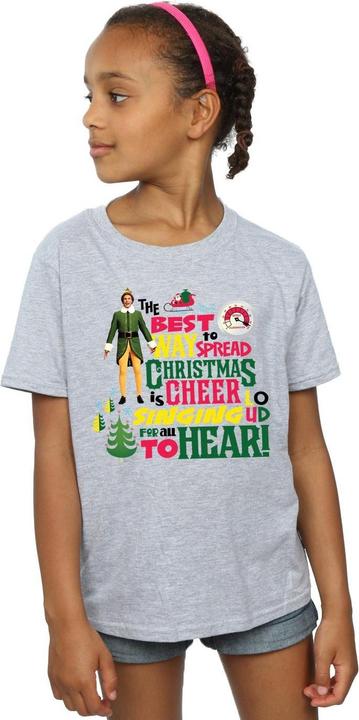 Actual product image Elf Girls Christmas Cheer Cotton T-Shirt (152, 158)