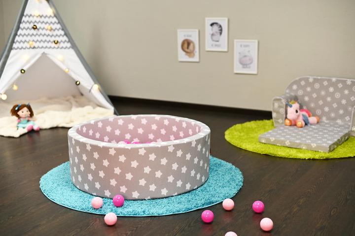 Produktbild Knorrtoys Bällebad soft - "Grey white stars" - 300 balls soft pink (ca. 6cm Durchmesser)