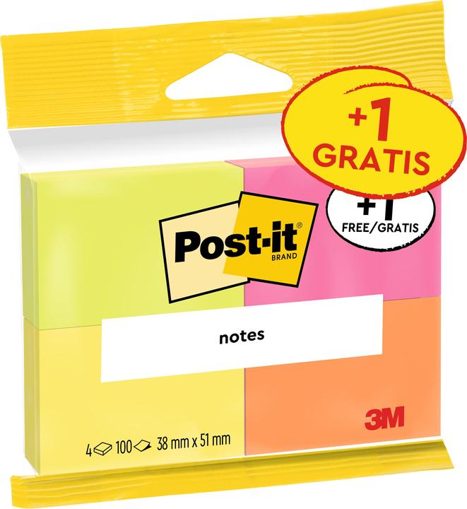 Actual product image Post-it Sticky notes 3 + 1 (38 x 51 mm)