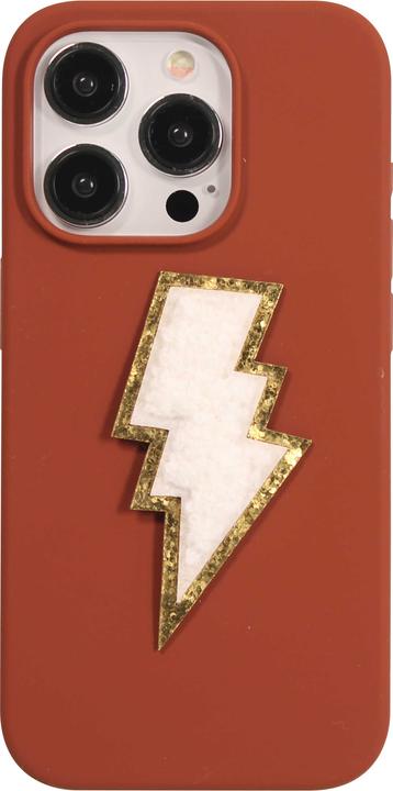 Produktbild PhoneLook Sticker Aufkleber für Handy/Tablet/Computer 3D gestickt Blitz weiss gold