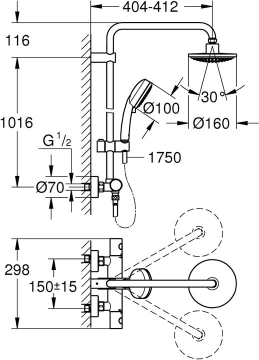 Immagine prodotto Grohe Sistema doccia Tempesta Cosmopolitan System 160
