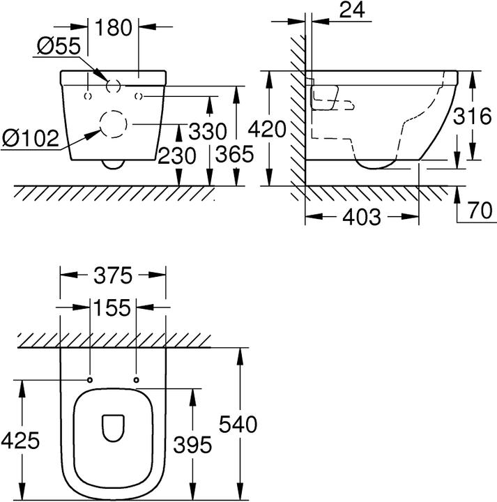 Produktbild Grohe Euro Keramik Wand-Tiefspül-WC Basic