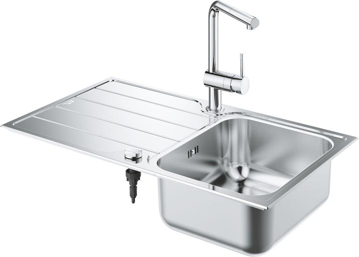 Grohe Minta set comprising sink and kitchen tap (countertop sink) (Top-mounted sink, 86 cm, 50 cm)