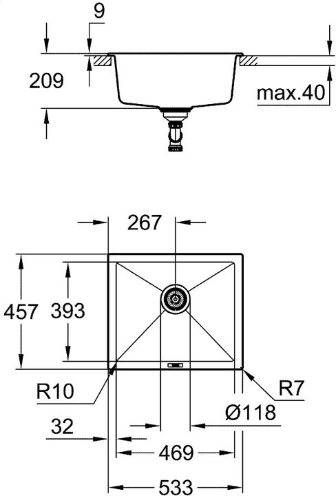 Actual product image Grohe K700 undermount composite sink (Fitted sink, 45.70 cm, 53.30 cm)