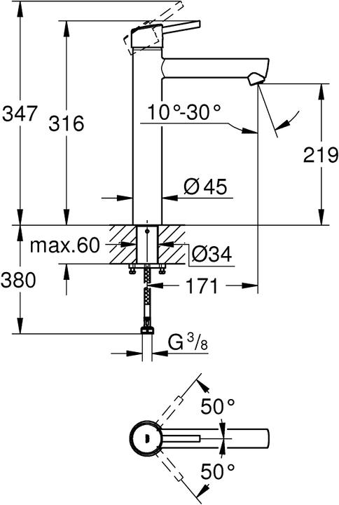 Actual product image Grohe Concetto Single Hand Basin Mixer XL-Size