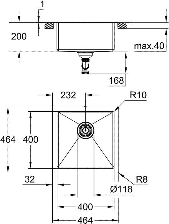 Immagine prodotto Grohe K700 Edelstahlspüle (Lavello sottopiano, 46.40 cm, 46.40 cm)