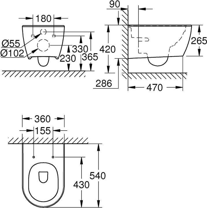 Actual product image Grohe Essence wall-hung WC