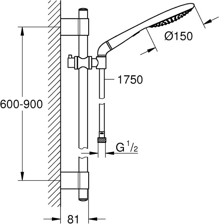 Produktbild Grohe Rainshower Solo 150 Brausestangenset