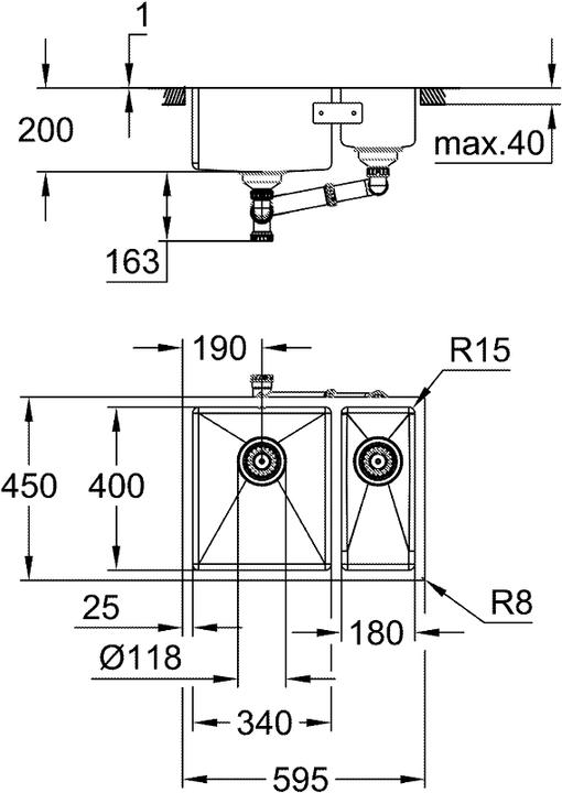 Immagine prodotto Grohe K700 Unterbau Edelstahlspüle (Lavello montato, 40.20 cm, 54.70 cm)