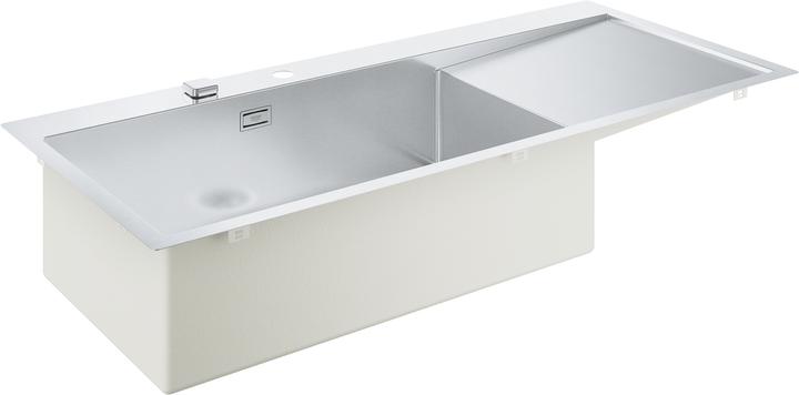 Grohe K1000 Edelstahlspüle mit Abtropffläche (Aufsatzspülbecken, 52 cm, 116 cm)