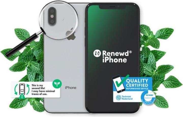 Actual product image Renewd iPhone XS (64 GB, Silver, 5.80", 12 Mpx, Dual SIM, A / Like new)