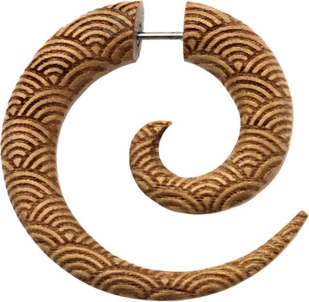 Produktbild Star Piercing Fake Spirale geschnitzt Regenbogen aus Tamarind Holz (ohne Messing, Organisch)