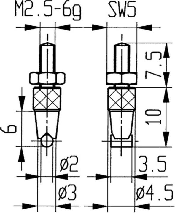 Image du produit Käfer Palpeur D. 2 mm cylindre horizontal M2,5 acier adapté à horloges de mesure