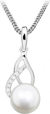 Silver Cat Gentle necklace with pearl and zircons SC404 (chain. pendant)