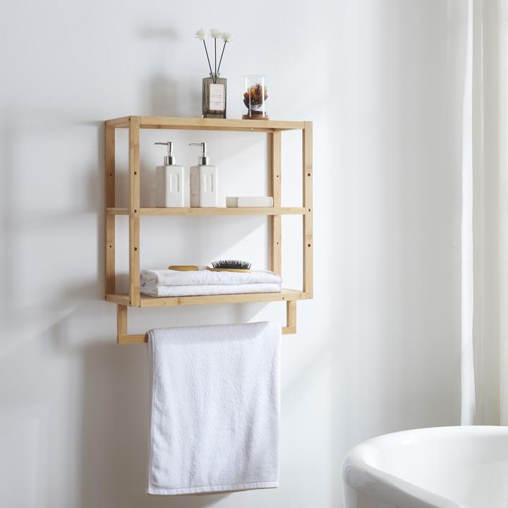 Image du produit En.Casa Étagère de salle de bains Östra avec porte-serviettes en bambou