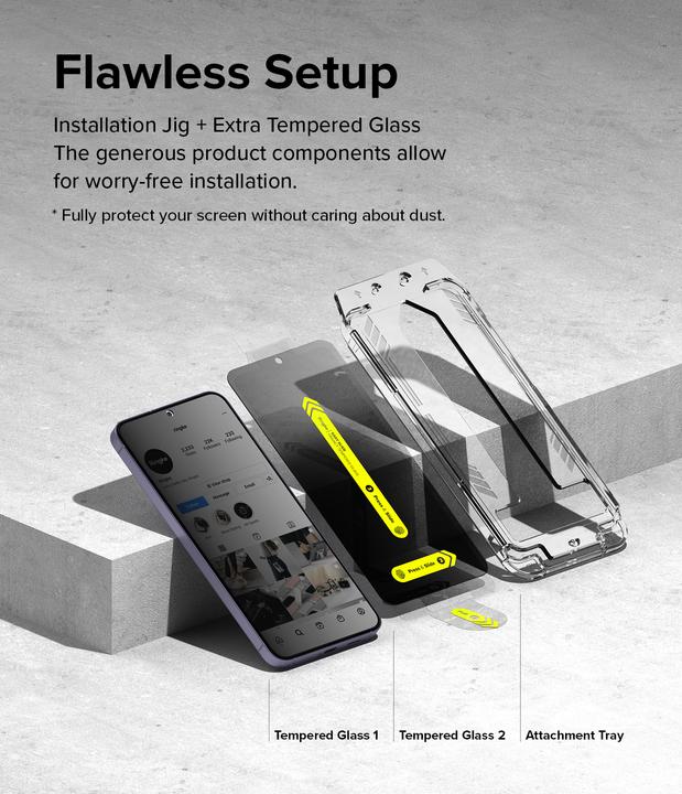 Image du produit Ringke Screen Protector for Galaxy S24 EASY SLIDE PRIVACY TEMPERED GLASS 2 pack, w installation Jig (2 pièce(s), Samsung Galaxy S24+)