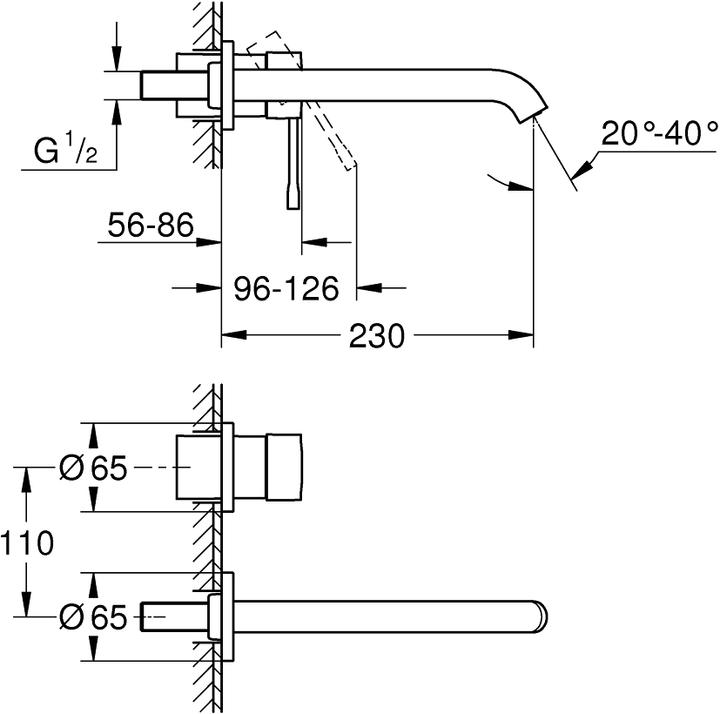 Actual product image Grohe Essence 2-hole washbasin faucet