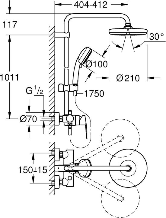 Actual product image Grohe Tempesta Cosmopolitan System 210 shower system