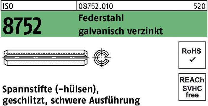 Actual product image Dowel pin ISO 8752 slotted 5 x 30 spring steel galvanised heavy duty ISO 8752