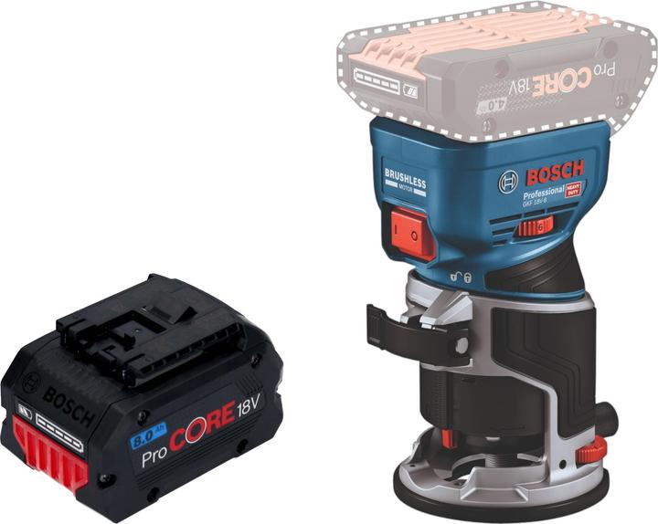 Produktbild Bosch Professional Bosch GKF 18V-8 Professional Akku Kantenfräse 18 V 8,0 mm Brushless + 1x ProCORE Akku 8,0 Ah - ohne